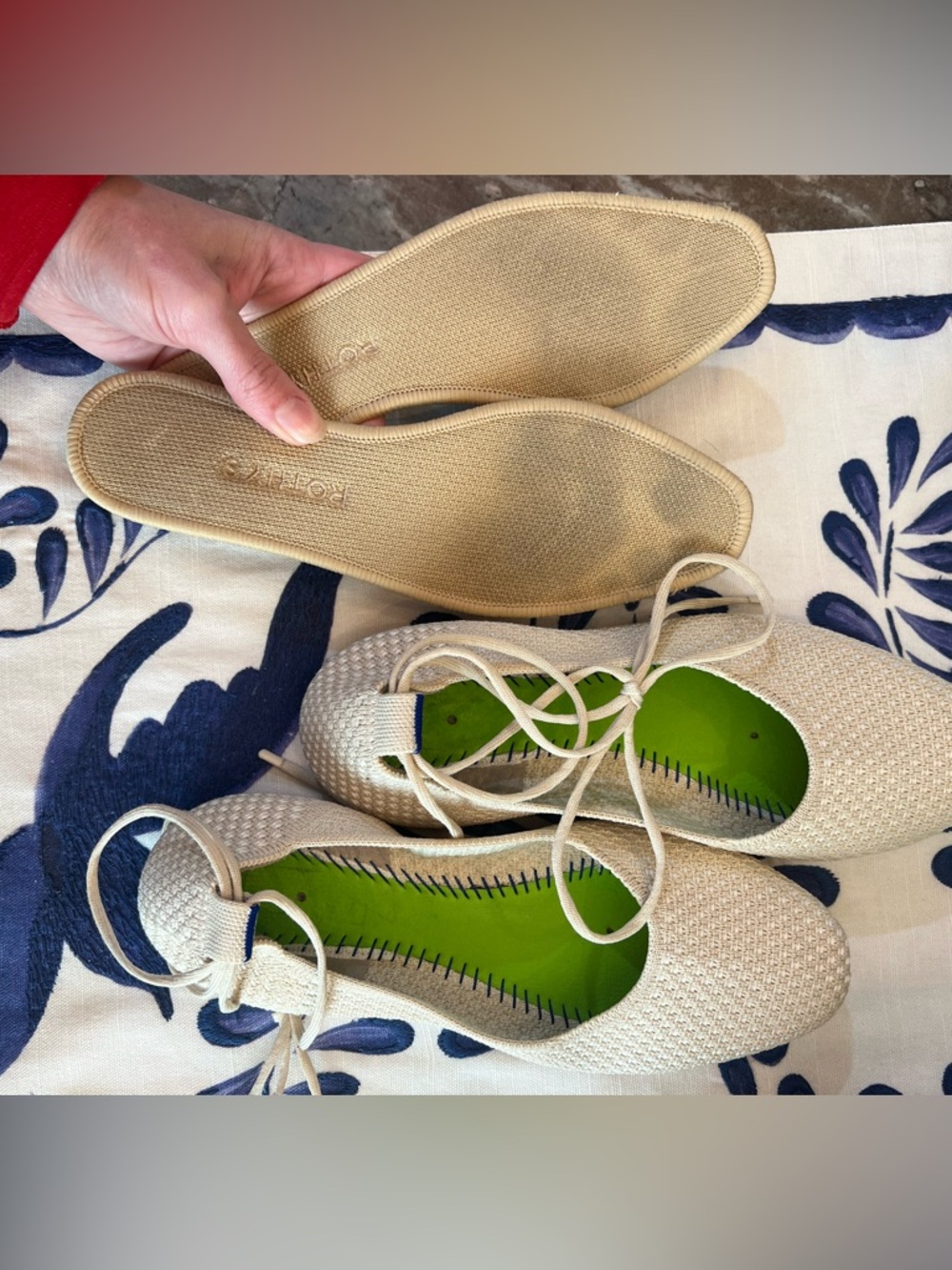 Rothy's Cream Lace-Up Ballet Flats - Picture 4 of 4
